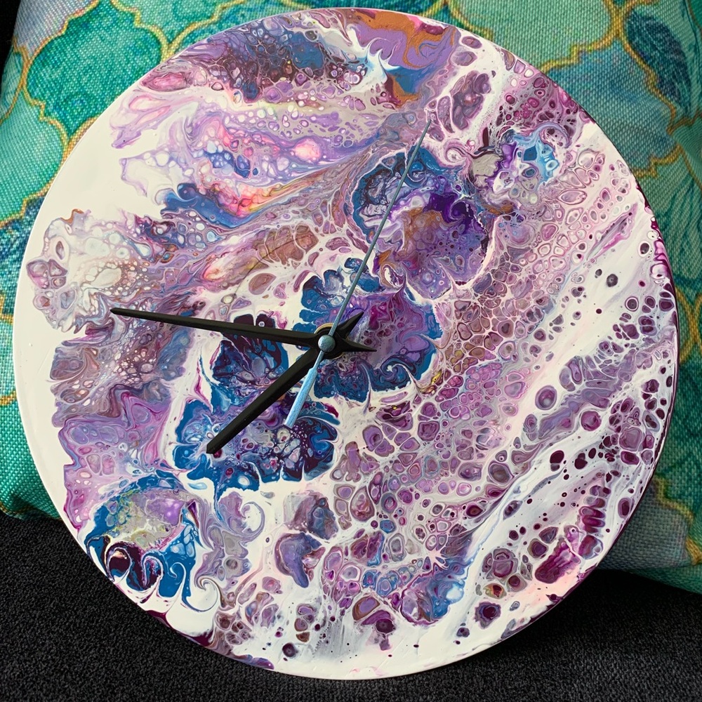 Fluid Art Upcycled Vinyl Record Clock- Infinity
